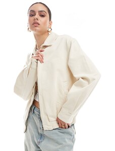 Pull&Bear - Giacca dad in cotone écru-Bianco