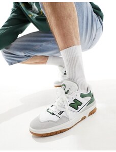 New Balance - 550 - Sneakers bianche e verdi con punta in camoscio-Bianco