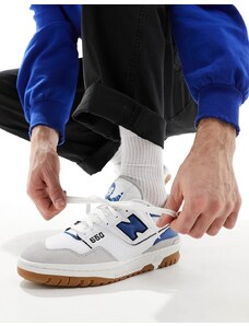 New Balance - 550 - Sneakers bianche e blu con punta in camoscio-Bianco