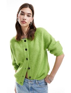 Selected - Lolina - Cardigan in maglia soffice verde con bottoni