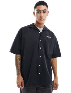 Polo Ralph Lauren - Sport Capsule - Camicia chino a maniche corte oversize ampia nera con logo sulla tasca-Nero