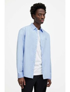 AllSaints camicia in cotone TAHOE LS SHIRT uomo colore blu MS539Z