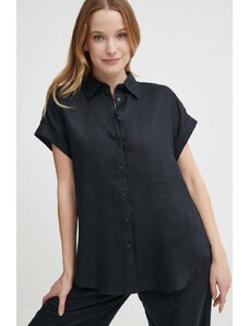 Lauren Ralph Lauren camicia di lino colore nero
