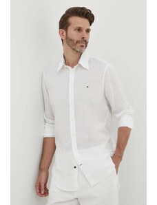 Tommy Hilfiger camicia in lino misto colore bianco MW0MW34632