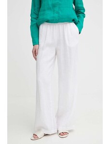 Sisley pantaloni in lino colore bianco