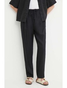 Tommy Hilfiger pantaloni in lino colore nero WW0WW41347