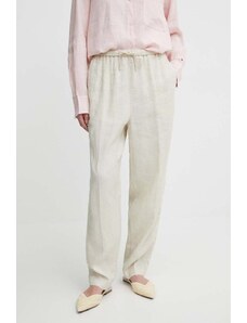 Tommy Hilfiger pantaloni in lino colore beige WW0WW41347