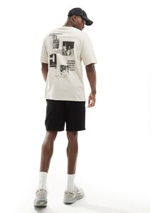 ADPT - T-shirt oversize crema con stampa sul retro-Bianco