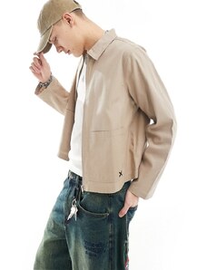COLLUSION - Camicia giacca color pietra in twill con zip-Neutro