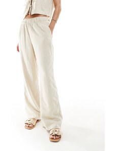 Abercrombie & Fitch - Pantaloni in misto lino ampi beige in coordinato-Neutro