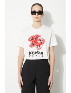 Kenzo t-shirt in cotone Drawn Varsity Loose Tee donna colore bianco FE52TS1024SG.02