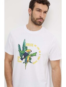 Guess t-shirt in cotone PARROTS uomo colore bianco F4GI08 I3Z11