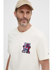 Tommy Hilfiger t-shirt in cotone uomo colore beige con applicazione MW0MW34423