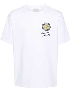 Maison Kitsuné T-shirt bianca stampa flower