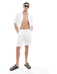 Bershka - Pantaloncini bianchi testurizzati in coordinato-Bianco