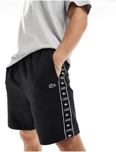 Lacoste - Pantaloni in jersey neri con fettuccia-Nero