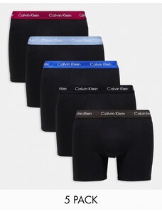 Calvin Klein - Cotton Stretch - Confezione da 5 boxer neri con elastico colorato-Nero