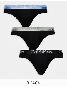 Calvin Klein - Modern Cotton Stretch - Confezione da 3 slip neri con elastico colorato-Nero