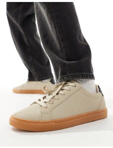 ASOS DESIGN - Sneakers in camoscio sintetico beige con suola in gomma-Neutro