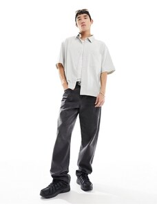 Calvin Klein Jeans - Camicia a maniche corte grigia con etichetta cucita-Grigio