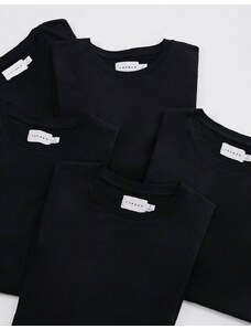 Topman - Confezione da 5 T-shirt classiche nere-Nero