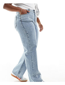 In The Style Plus - Jeans con fondo ampio blu chiaro con strass