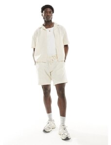 Abercrombie & Fitch - Pantaloncini comodi in pizzo color crema in coordinato-Bianco