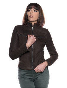 Leather Trend Kelly - Giacca Donna Testa di Moro in Vera Pelle di Renna