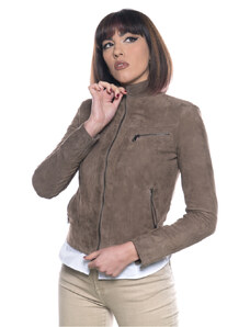 Leather Trend Kelly - Giacca Donna Fango in Vera Pelle di Renna
