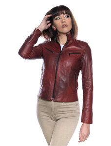Leather Trend Kelly - Giacca Donna Bordeaux in Vera Pelle