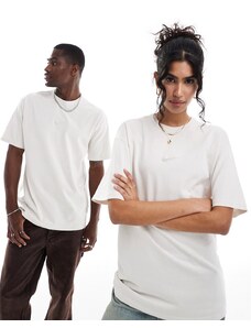 Nike - T-shirt oversize bianco sporco con logo centrale-Giallo