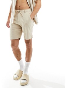 Selected Homme - Pantaloncini in misto lino beige-Neutro