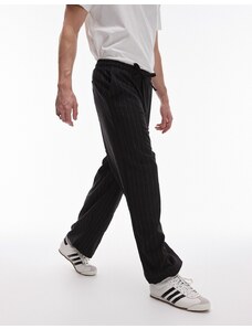 Topman - Pantaloni a fondo ampio neri con motivo gessato-Nero
