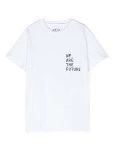 DOUDOU KIDS T-shirt bianca con slogan