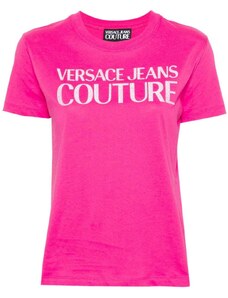 VERSACE JEANS T-shirt fucsia logo glitter