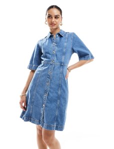 Selected Femme - Vestito camicia di jeans lavaggio medio-Blu