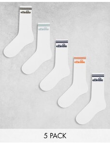 ellesse - Confezione regalo da 5 paia di calzini bianchi con logo-Bianco