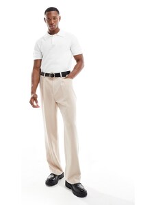 ASOS DESIGN - Pantaloni da abito a fondo ampio color pietra-Neutro