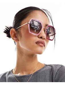 AJ Morgan - Occhiali da sole oversize glitterati rosa