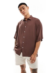 ASOS DESIGN - T-shirt oversize in viscosa marrone chiaro
