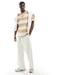 Tommy Jeans - T-shirt a righe larghe color sabbia vestibilità regolare-Neutro