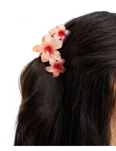ASOS DESIGN - Fermaglio per capelli a pinza a forma di fiori rosa sfumato