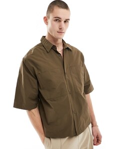 Bershka - Camicia squadrata marrone-Verde
