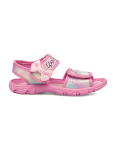 Sandali da bambina rosa con glitter e stampa Unicorn