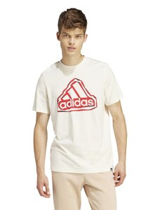 T-shirt bianca da uomo con logo rosso adidas Folded Badge Graphic