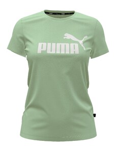 T-shirt verde da donna con logo bianco Puma Essentials