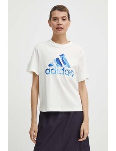adidas t-shirt in cotone donna colore beige IS4258