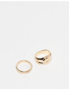 Accessorize - Confezione da 2 anelli spessi testurizzati color oro