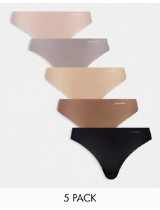 Calvin Klein - Confezione da 5 perizomi invisibili in tonalità neutre-Multicolore