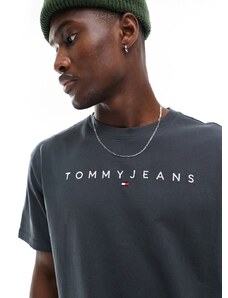 Tommy Jeans - T-shirt regular fit antracite con logo lineare-Grigio